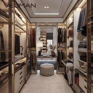 Hệ thống tủ quần áo âm tường thiết kế hiện đại bằng PVC MDF, đặt làm riêng cho phòng ngủ, dùng để cất giữ quần áo - Product Image 3