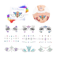 Shinein strass yeux front visage corps bijoux autocollants cheveux gemme tatouage autocollants adhésif diamant cheveux autocollants pour la fête