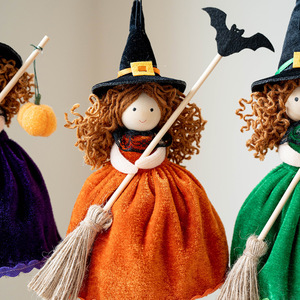 Set di <span class=keywords><strong>3</strong></span> Decorazioni da Appendere per Halloween, <span class=keywords><strong>Streghe</strong></span> in Tessuto con Scope per Decorazioni Festive - Product Image 4