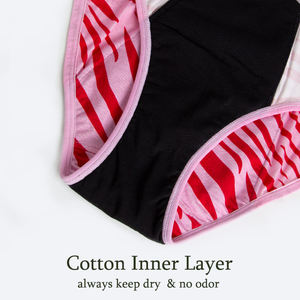 Culottes menstruelles réutilisables absorbantes anti-fuites <span class=keywords><strong>pour</strong></span> adolescentes à imprimé zèbre personnalisé en coton biologique - Product Image 3