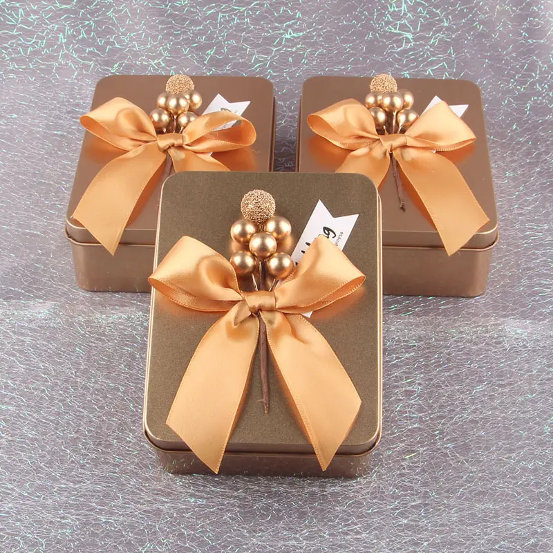 Individuelle neue kreative quadratische Babyparty Geburtstag Hochzeit Rückgeschenk Souvenir Süßigkeiten süßes Keks-Schachtel mit Schleifenknoten