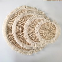 Napperon en paille de maïs tressée, design pastoral moderne et épuré, bord à franges, épaisseur 5 mm, isolant thermique, écologique
