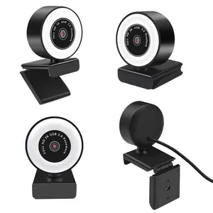 1080P Webcam dahili mikrofon ile LED halka ışık FULL HD bilgisayar kamera Streaming kamerası oyun Video için konferans