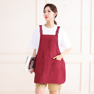 Logo personalizzato di alta qualità per adulti regolabile moda Cross donna uomo artista parrucchiere Barista negozio di caffè bavaglini durevole - Product Image 4