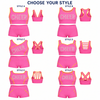 Ensemble d'entraînement de cheerleading personnalisé rose vif, collection complète, extensible dans les 4 sens, respirant, avec strass sécurisés