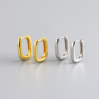 Dainty Anting-Anting Wanita Lapis Emas, 925 Sterling Silver Bentuk Oval