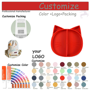 Navidad personalizado ecológico caliente niños comedor silicona bebé dividido gato platos tazón lavavajillas microondas seguro diseño moderno - Product Image 1