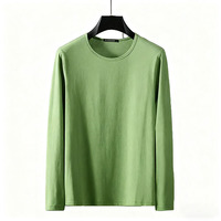 T-shirt décontracté à manches longues pour homme, col rond, en flanelle 180g, coupe ample, anti-boulochage et anti-rétrécissement