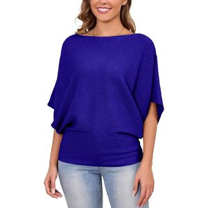 Womens Batwing Sleeve Knitted Dolman Pullover O Neck Sweater Autumn Casual Top Half Sleeve Anti Pilling - Product Image 1