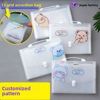Bolsa Portadocumentos de Gran Capacidad, Personalizable, Multicapa, de PP, con Diseño de Oso Feliz, Transparente, para Estudiantes