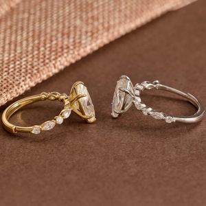 Anillo de compromiso de moissanita con corte marquesa y engaste de garras, conjunto de anillos de plata de ley 925 para mujer, joyería nupcial para boda - Product Image 3