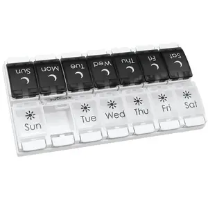 Easy Open 2 Times Twice A Day Large 7 Day Pill Box Push Button Weekly AM PM Pill Case Container Pill Organizer