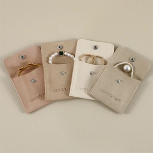 Microfiber Velvet Pouch <b>Jewelry</b> <b>Storage</b> Bag Double-sided Velvet <b>Jewelry</b> Pouches Metal Snap Button Flip Velvet <b>Jewelry</b> Pouch - Product Image 2