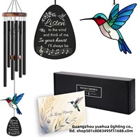 Carillon éolien musical en aluminium ajouré, style vallonnée, noir, 32 pouces, décoration d'intérieur pour patio et jardin, style américain, boîte noire
