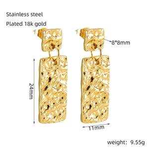 Boucles d'oreilles créoles vintage plaquées or 18 carats, tendance, uniques, martelées, grandes, pendantes, bijoux pour femmes - Product Image 5