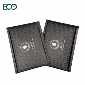 100 Cái Màu Đen Kim Loại Tùy Chỉnh Logo Poli Phong Bì Thiết Kế Vận Chuyển Phong Bì Độn Foil Bubble Mailer