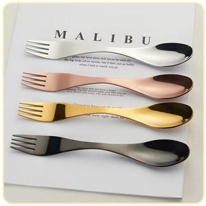 ヘンリー 2-in-1 ステンレス製スポーク、携帯用トラベルスプーンフォークセット（ランチやテイクアウト用） - Product Image 2