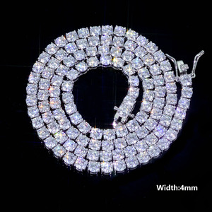NUOYA High Quality Hiphop Jewelry 2mm 3mm 4mm 5mm VVS Moissanite Diamond Silver Plated Brass <strong>Tennis</strong> Chain <strong>Necklace</strong> for <strong>Men</strong> Women - Product Image 2