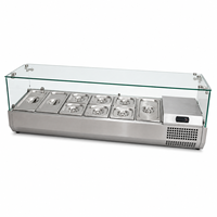 Comptoir de préparation réfrigéré en acier inoxydable pour salades, table de travail, vitrine réfrigérée pour supermarché, bar et équipement de restauration