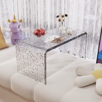 Table basse en acrylique transparente à structure en U intégrée pour la maison, le bureau et les bâtiments