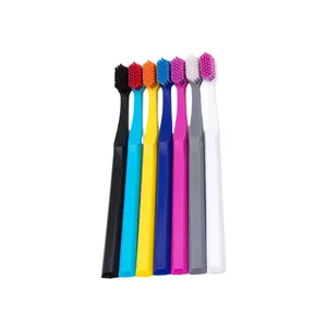 Özelleştirilmiş renkli ultra yumuşak diş fırçası 6500 filamentler diş fırçası renkli yumuşak kıllar plastik yetişkin diş fırçası