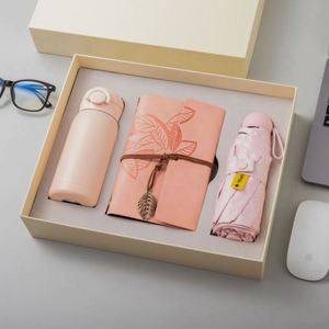 Nouvelles idées de produits 2025 : Ensemble agenda, bouteille d'eau/gourde isotherme et petit parapluie série couleurs macaron pour articles cadeaux - Product Image 2