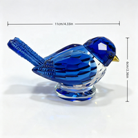Ornement en verre soufflé artisanal de collection, figurines d'oiseaux en cristal gravé, 11x6cm, colibris, décoration de bureau à domicile