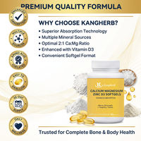 Complément alimentaire végétalien Kangherb Calcium Magnésium Zinc Vitamine - Gélules molles de Calcium et Magnésium