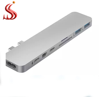 Hub USB C 9 en 1 lecteur de carte Station de charge Hub USB-C Adaptateur 9 en 1 Type C avec convertisseur USB 3.0 SD TF 3.5AUX RJ45 PD