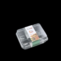 Boîte à sandwich rectangulaire transparente de qualité alimentaire avec compartiments pour deux sandwichs, conteneur jetable transparent à emporter