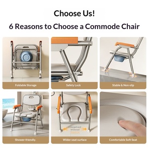 <strong>Shower</strong> Seat Toilet <strong>Chair</strong> Folding Portable Toilet <strong>Elderly</strong> People Suitable Both Bathing Bathroom Use Capacity 150 Kilograms - Product Image 5