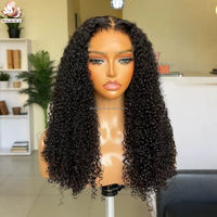 Perruque bouclée Pixie double densité de grade 15A, sans colle, avec closure en dentelle HD transparente 5x5, cheveux humains indiens bruts alignés sur les cuticules
