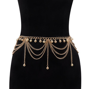 โซ่คาดเอวแบบโบฮีเมียนหลายชั้นประดับพู่  วัสดุโลหะผสมสังกะสี  เครื่องประดับสำหรับผู้หญิง  เหมาะสำหรับงานปาร์ตี้ - Product Image 1