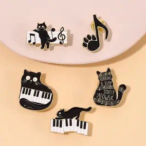 Ghim Tráng Men Nhạc Mèo Màu Đen Ghim Cài Đàn Piano Hình Động Vật Dễ Thương Cho Nhạc Cụ Quà Tặng Bạn Bè Phụ Kiện Ba Lô Bán Sỉ