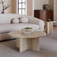 Meubles de salon modernes de luxe, table basse en travertin, ensemble de tables basses en pierre naturelle, meubles de maison durables avec rangement