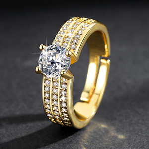 Adjustable <strong>Ring</strong> <strong>Top</strong> <strong>Finger</strong> <strong>Ring</strong> Gold /silver Color 3 Row With Cubic Zircon Wide <strong>Ring</strong> Fashion Jewelry Wholesale - Product Image 5