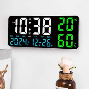 Horloge murale numérique intelligente avec affichage LED personnalisé de 13 pouces, date et jour, avec éclairage néon pour un usage domestique - Product Image 1