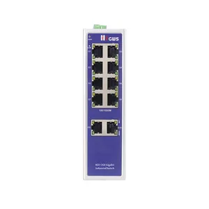 Gigabit 8 port industri Ethernet Switch dan 2 1000M base-t RJ45 port Din-rail Ethernet Switch