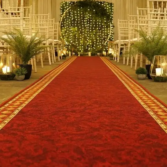 2024 Red Patterned Wedding nylon Carpet Customized Wall To Wall Carpet Factory wholesale Hot Sell Carpet