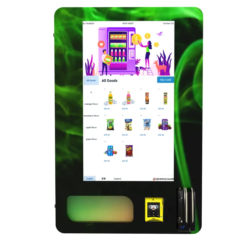 Máquina de venda automática pequena de parede com tela sensível ao toque de 32 polegadas personalizada para fio de carregamento de telefone e produtos de beleza