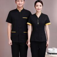 Uniforme de serveur personnalisé rose mignon et pas cher, uniforme de serveur noir pour restaurant, uniforme de serveur et de serveuse blanc