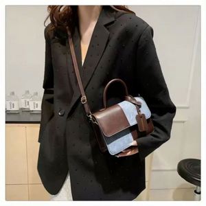 I-0302 Wholesale Fashion PU Leather Ladies Handbags <b>Square</b> Underarm Crossbody Bag Pure Color Block Splice Shoulder Bags - Product Image 3
