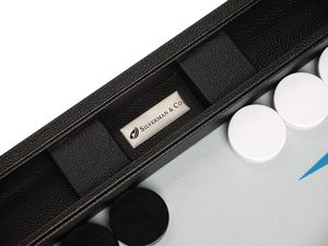 <span class=keywords><strong>Backgammon</strong></span> nhựa 19 inch đặt kích thước lớn màu đen với các điểm màu trắng và xanh dương cho các trò chơi trên bàn và bàn cờ - Product Image 5
