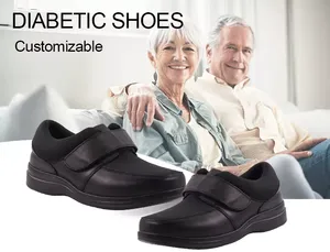 Meilleure qualité orthopédique chaussures en cuir médical Patients diabétiques orteil de sécurité semelle intérieure en caoutchouc printemps automne modèle large oedème chaussures - Product Image 4