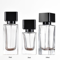 Flacon pulvérisateur en verre rectangulaire transparent pour parfum, 30 ml, 50 ml, 100 ml
