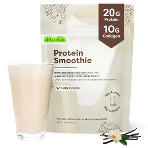 Smoothie de proteína de baunilha e colágeno em pó sem açúcar