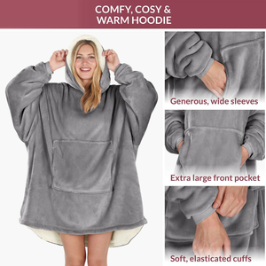 เสื้อฮู้ดผ้าห่มขนแกะนุ่มพิเศษขนาดใหญ่ - Product Image 3