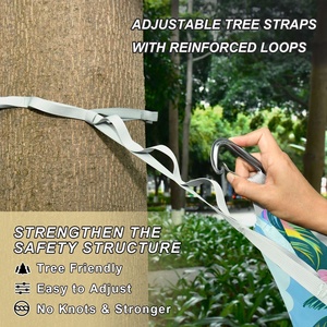 Hamac de camping portable avec imprimé personnalisé palmiers et cordes, thème Aloha Hawaï, pour les vacances d'été, avec sangles d'attache aux arbres et sac de transport intégré - Product Image 4