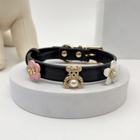 Collier pour chien en cuir noir avec boucle magnétique, breloques, réglable pour chiens de petite, moyenne et grande taille, vente en gros