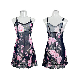 Camisón de tirantes de lujo térmico sólido con malla transparente, transpirable, agradable para la piel, ropa interior ajustada, moda de dormitorio, informal, para mujer, para el hogar - Product Image 4